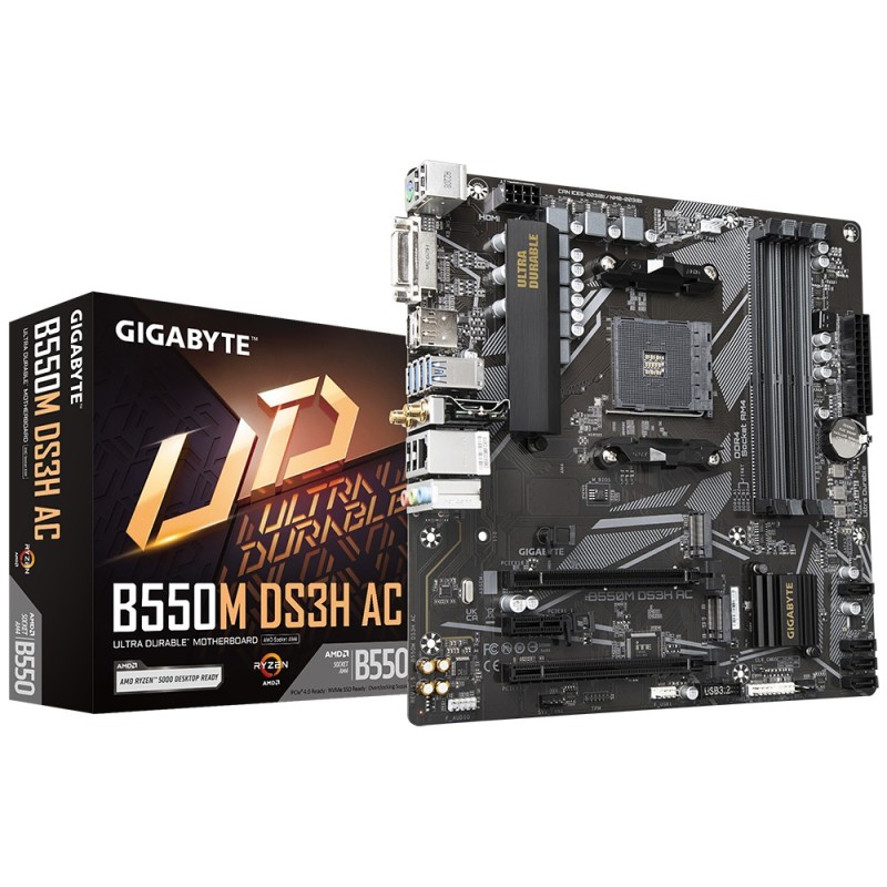 Gigabyte B550M DS3H AC AMD B550 Socket AM4 micro ATX